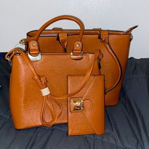 3 PCS Faux Leather Bag Set